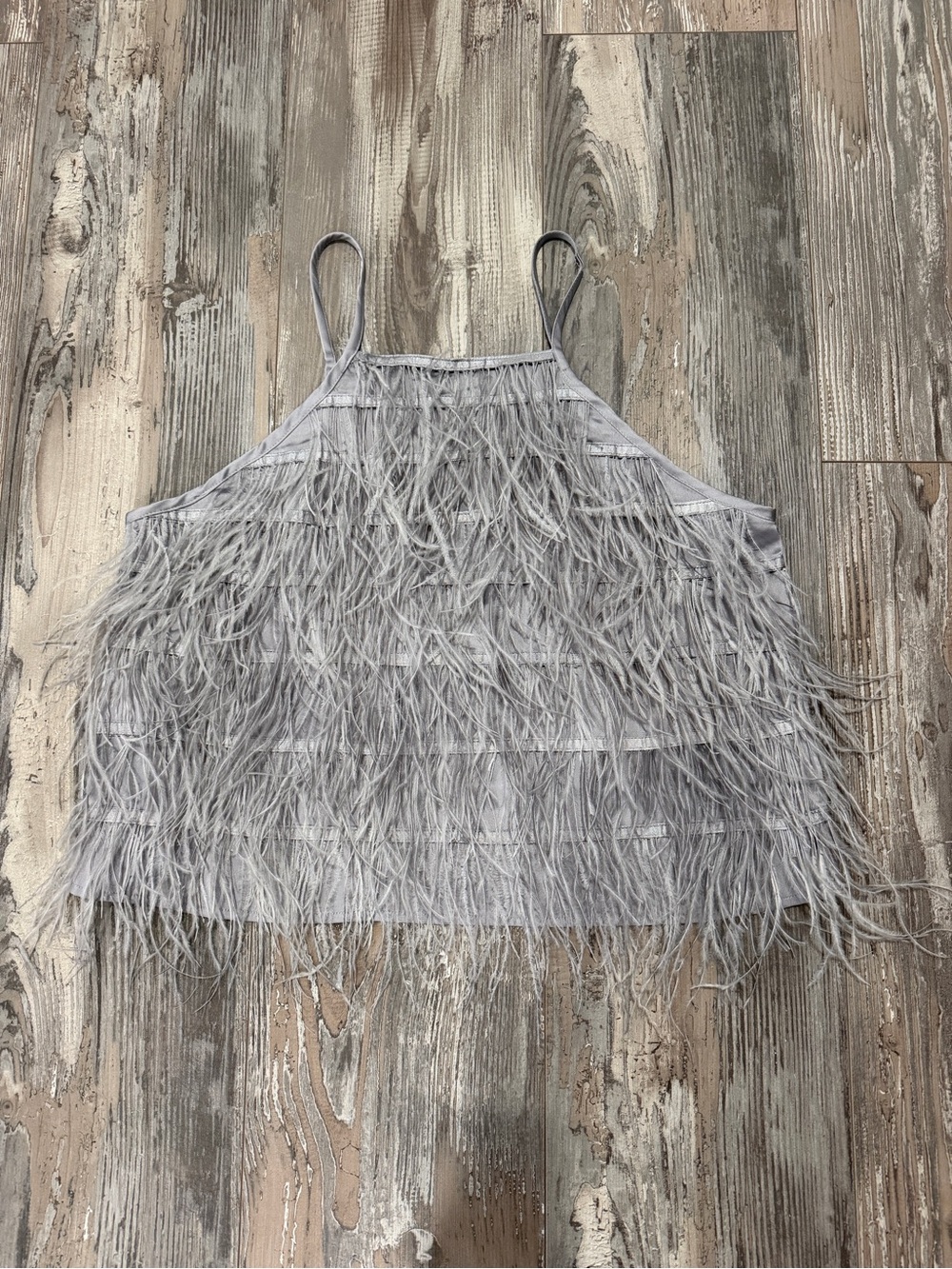 Lucy Paris Feather-Trim Spaghetti Strap Top